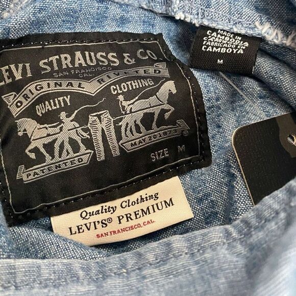 Levis Sutro "In The Sky" Seersucker Striped Denim Hooded Anorak Mens size M New - Picture 10 of 12